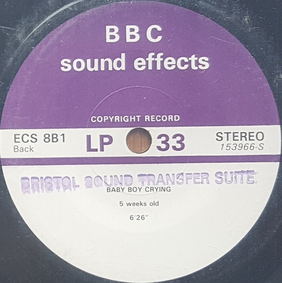 ECS 8B1 Baby boy crying Not registered from the BBC records and Tapes library Label